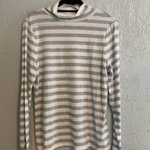 Gray Striped Turtle Neck
